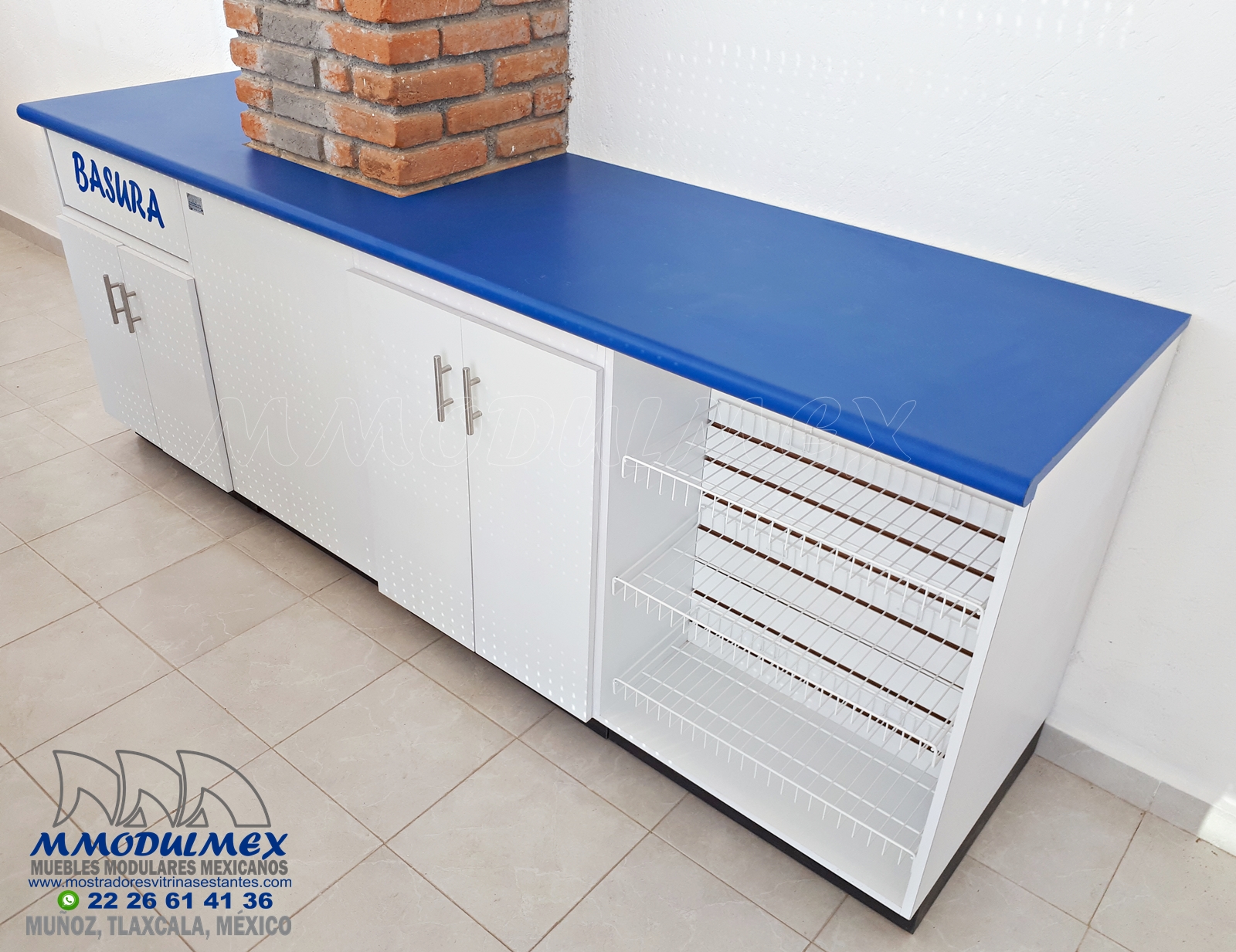 Fastfood Azul Con Columna
