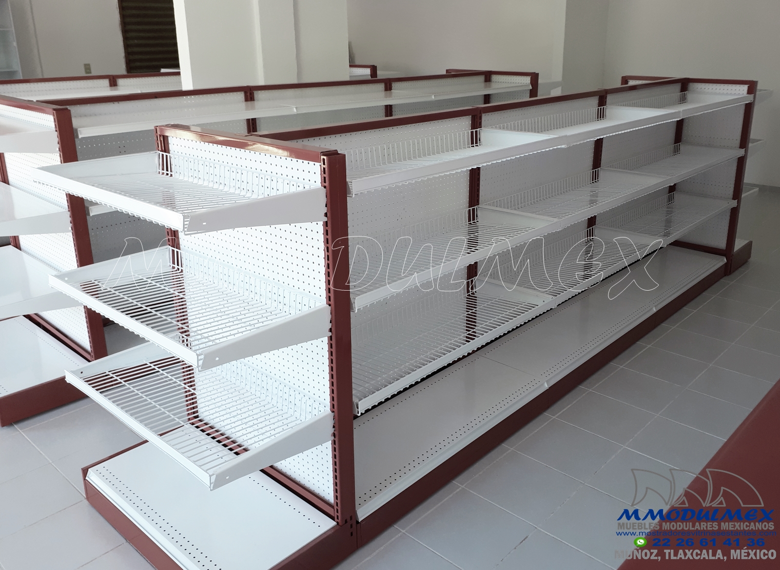 Gondolas Metalicas Con Canastillas En Color Cafe Copia