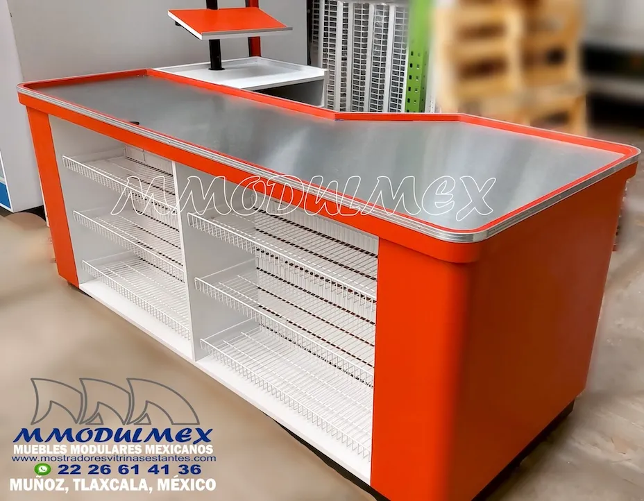 Caja checkout con canastillas Caja checkout con canastillas